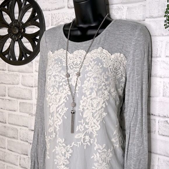 Xhilaration Oversized Sheer Lace Tunic Top Shirt Boho Hippie Size Small Medium - Picture 3 of 7